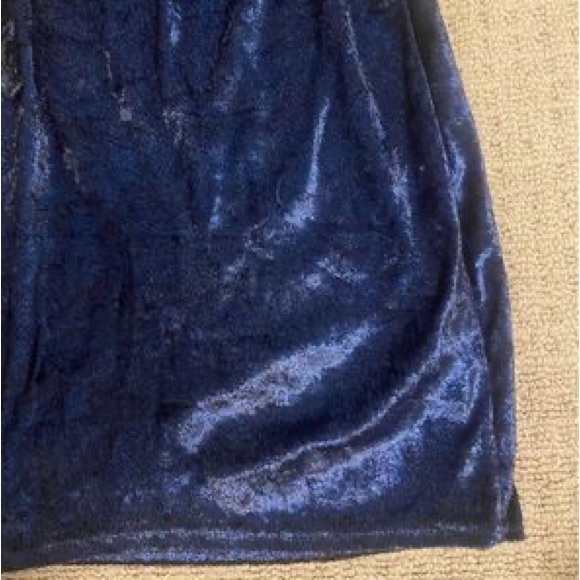 Blue Soft Velvet Mini Dress - Picture 2 of 4